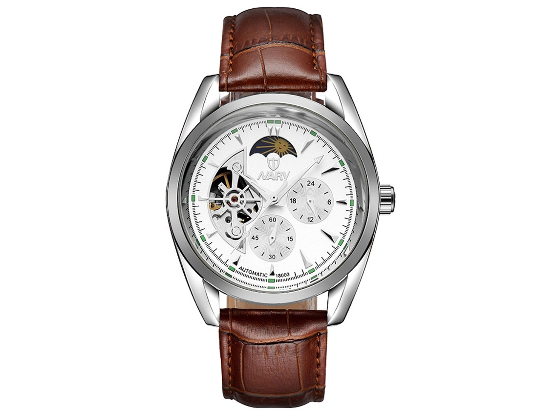 Reloj Mecánico De Aleación Con Dial Redondo, Reloj De Pulsera Analógico Para Hombres 05