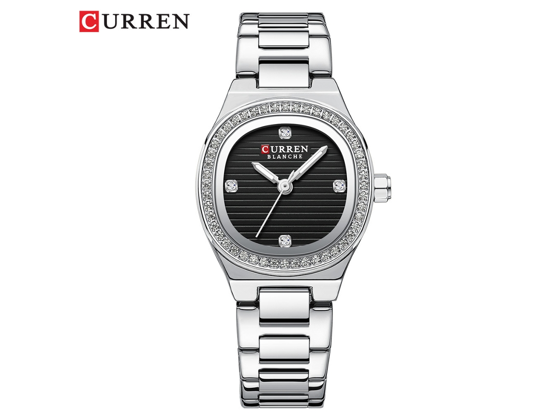 Relógio Feminino MDUG de Quartzo com Mostrador Pequeno Quadrado, Pulseira de Aço e Strass