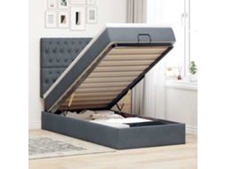 Vidaxl Estrutura De Cama Otomana Com Colchões Cinza Escuro Veludo