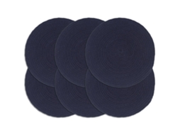 Vidaxl Individuais Mesa 6 Pcs Algodão Liso 38 Cm Redondo Azul-marinho
