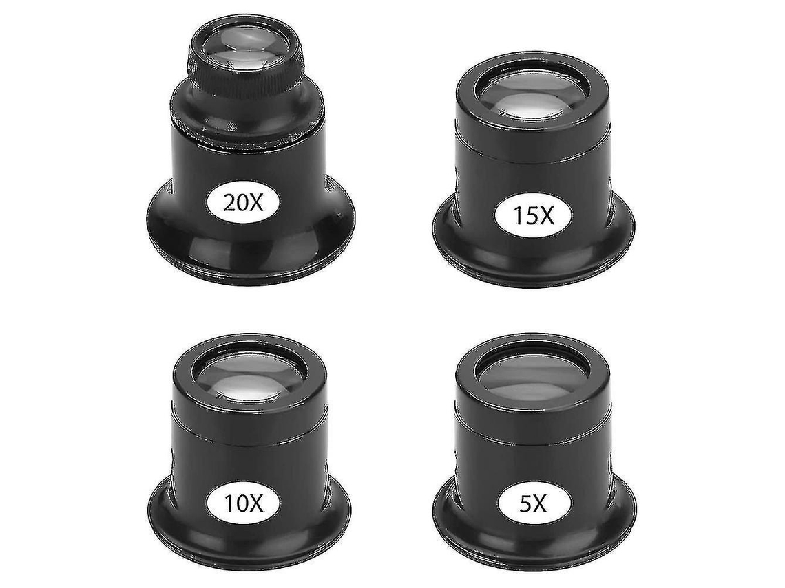 Lupa para Óculos, Conjunto de 5x, 10x, 15x e 20x, 4 Peças. Lupa de Relojoeiro BRILVIBERA