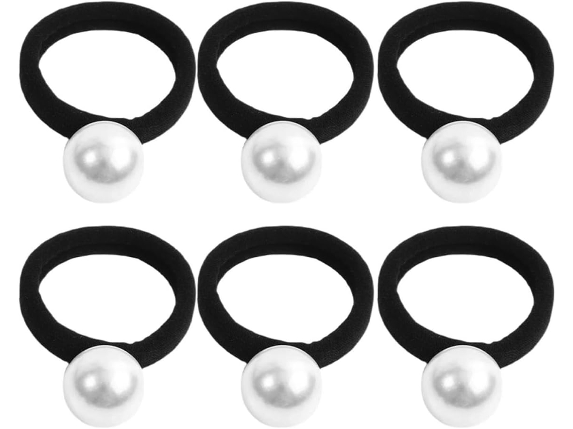 Conjunto de 6 elásticos de cabelo grandes de plástico, com design elástico e fixação segura.