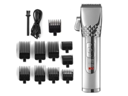 Máquina de Cortar Cabelo para Homens Máquina de Cortar Cabelo Profissional Kit de Corte de Cabelo Sem Fio para Barbeiro Prata