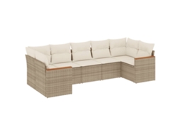Maison Exclusive - 7 Pcs Conjunto De Sofás P/ Jardim Com Almofadões Vime Pe Bege