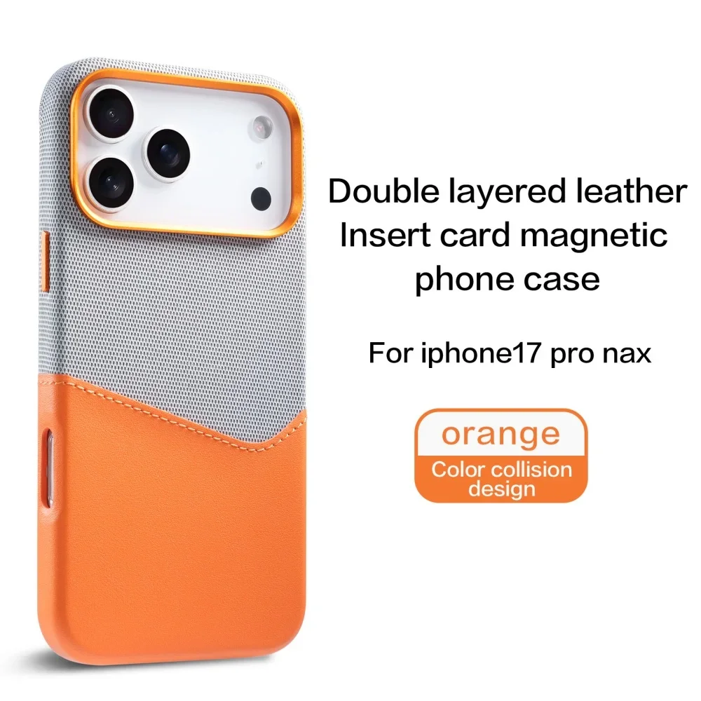 (laranja 14) Capa Magnética Para Celular Com Textura De Couro E Tecido