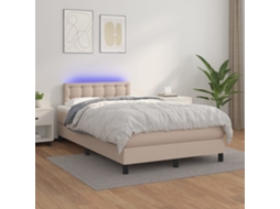 Vidaxl Cama Box Spring C/colchão/led 120x200cm Couro Artif. Cappuccino