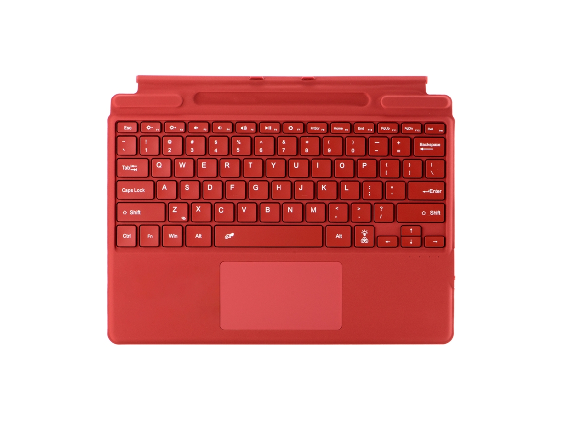Teclado Bluetooth Magnético Universal para Microsoft Surface Pro 8/9/10/x Vermelho Tijolo com Compartimento para Caneta e Controle por Toque