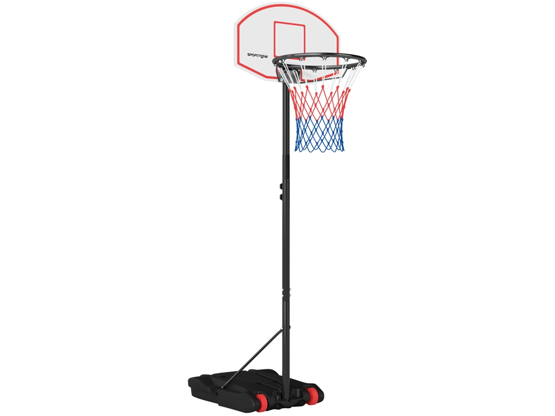 Tabela de basquetebol para exterior, com alvo de dardos ajustável, 210-247 cm, rodas, base rellenable, preto | S/MARCA