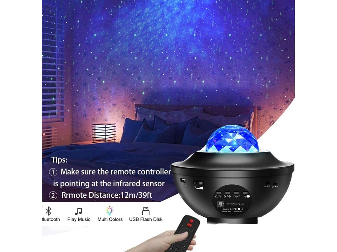 Projetor de Estrelas Led, Lâmpada Galáxia com Alto, Falante e Bluetooth BRILVIBERA
