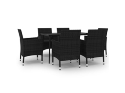 Garden Dining Set, Garden Dining Sets Vidaxl Preto Rattan / Vime (140 Cm Table Length)