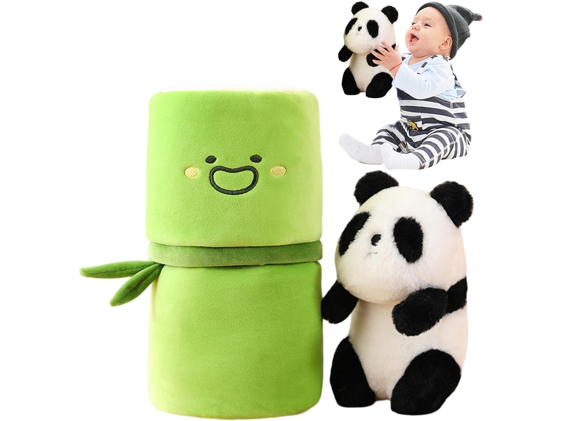Panda De Pelúcia Genérico De Bambu, Panda De Pelúcia Com Bambu