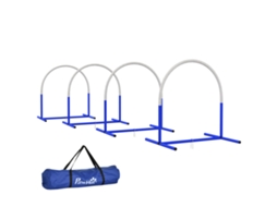 Conjunto de Treinamento de Agilidade para Cães com 4 Peças com Bolsa de Transporte para Treino Branco e Azul Ge