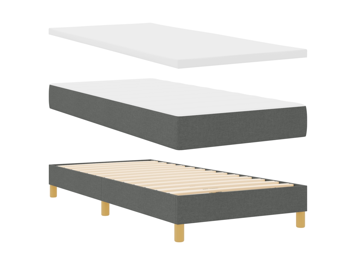 Conjunto 1 Cama Box Vidaxl Cinzento Tecido (80 X 200 Cm)