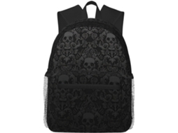 Mochila Oxford Unissex Casual Com Estampa De Caveira Gótica, Ideal Para Caminhadas, Viagens E