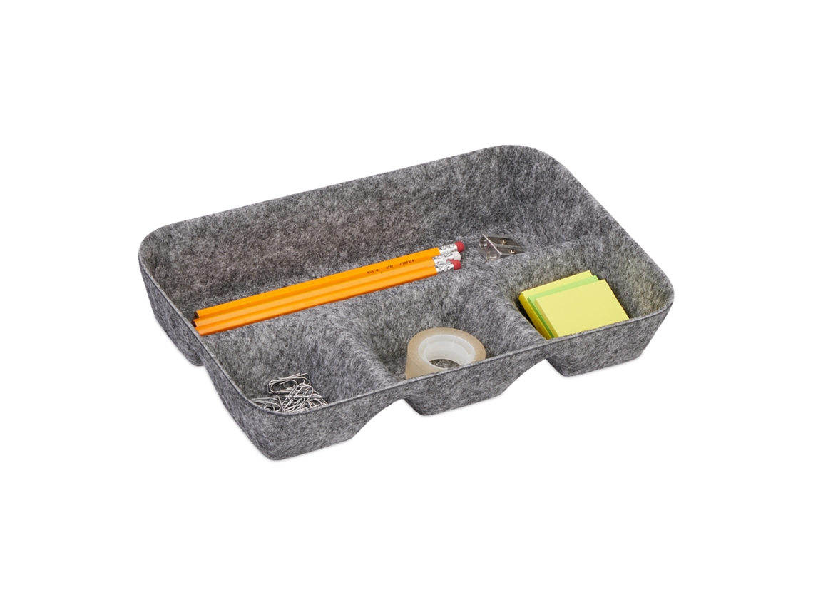 Relaxdays Organizador De Gavetas Em Feltro, Hbt: 5,5 X 29,5 X 19 Cm, 4 Divisórias, Caixa De Feltro, Várias Cores