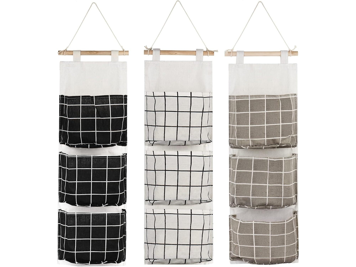 Omni 3 Bolsas Colgantes de Almacenamiento Con 3 Bolsillos, Organizador de Pared de Tela Auhota para Dormitorio Baño Cocina Impermeable