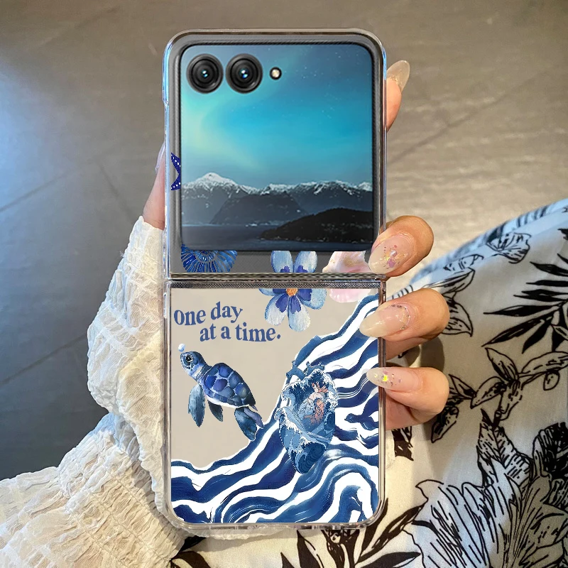 Capa Transparente Para Motorola Razr 50 Ultra Com Estampa De Tubarão E Baleia, À Prova De Choque.