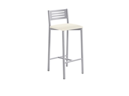 Banqueta de Cozinha em Alumínio Kati com Encosto Médio 33x87x38cm Sisal Prateado FANMUEBLES