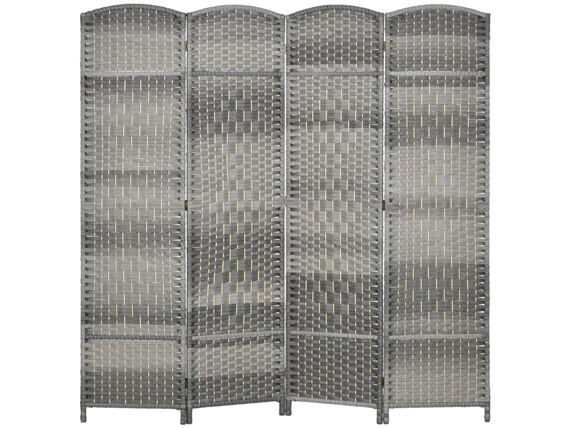 Divisor Ambiente 180x180cm 4 Painéis Em Madeira, Cinza Misto