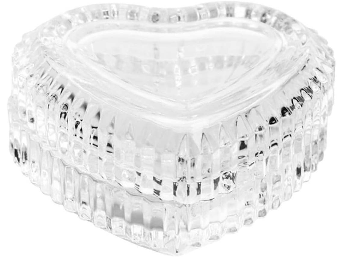 Caixa De Joias Em Vidro Transparente Em Formato De Coração Nuobesty, 10x10 Cm, Ideal Para Presentes.