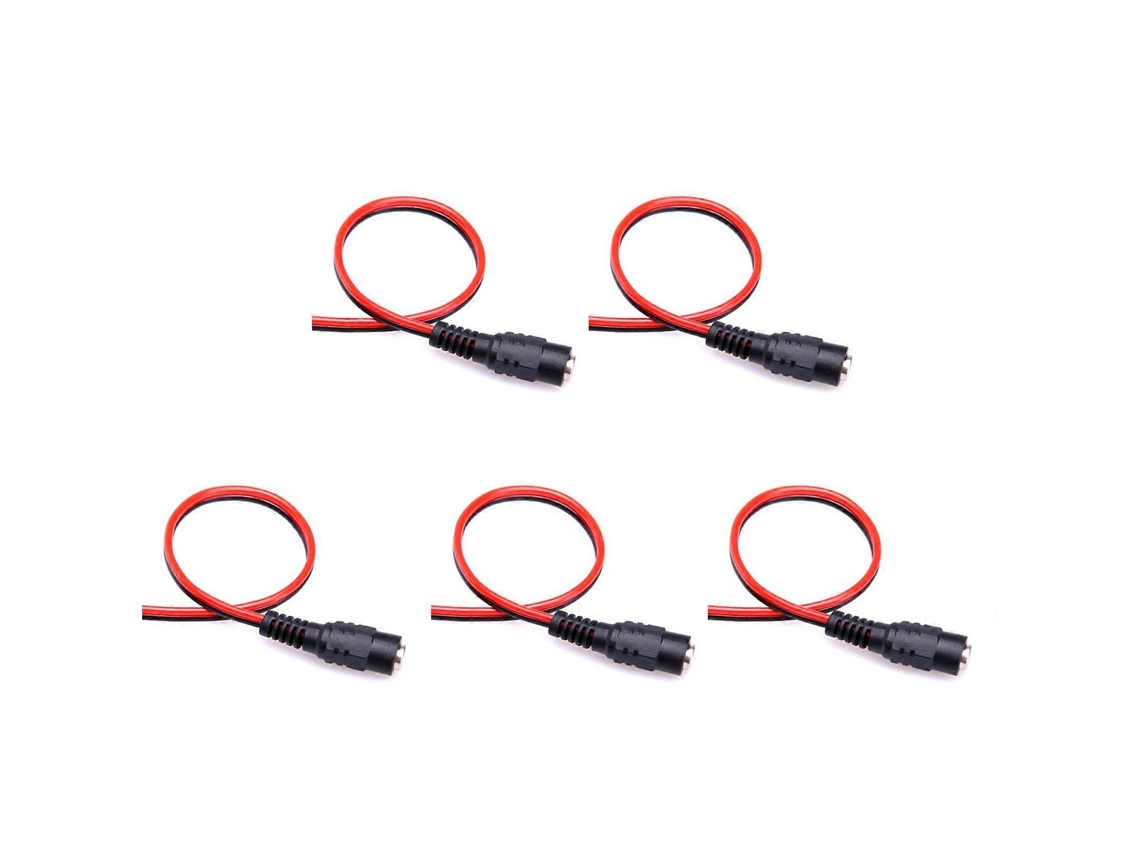 Lurelia Cabo De Alimentação Dc 5,5 X 2,1 Mm, Câmaras Vigilância, 5.5x2.1mm, 5 Unidades, Indicador Led, Preto