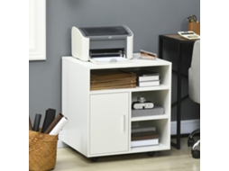 Armário De Escritório Para Impressora Multifuncional Com Prateleiras E Amplo Espaço De Armazenamento 60x50x65,5 Cm Branco