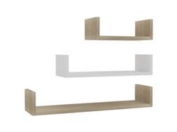 Prateleira Parede 3pcs Derivados Madeira Carvalho Sonoma Branco MAISON EXCLUSIVE
