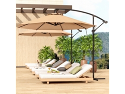 Guarda sol de Jardim Excêntrico com Capa Protetora Uv 50 e Base Cruzada Ø290x243 Cm Cáqui