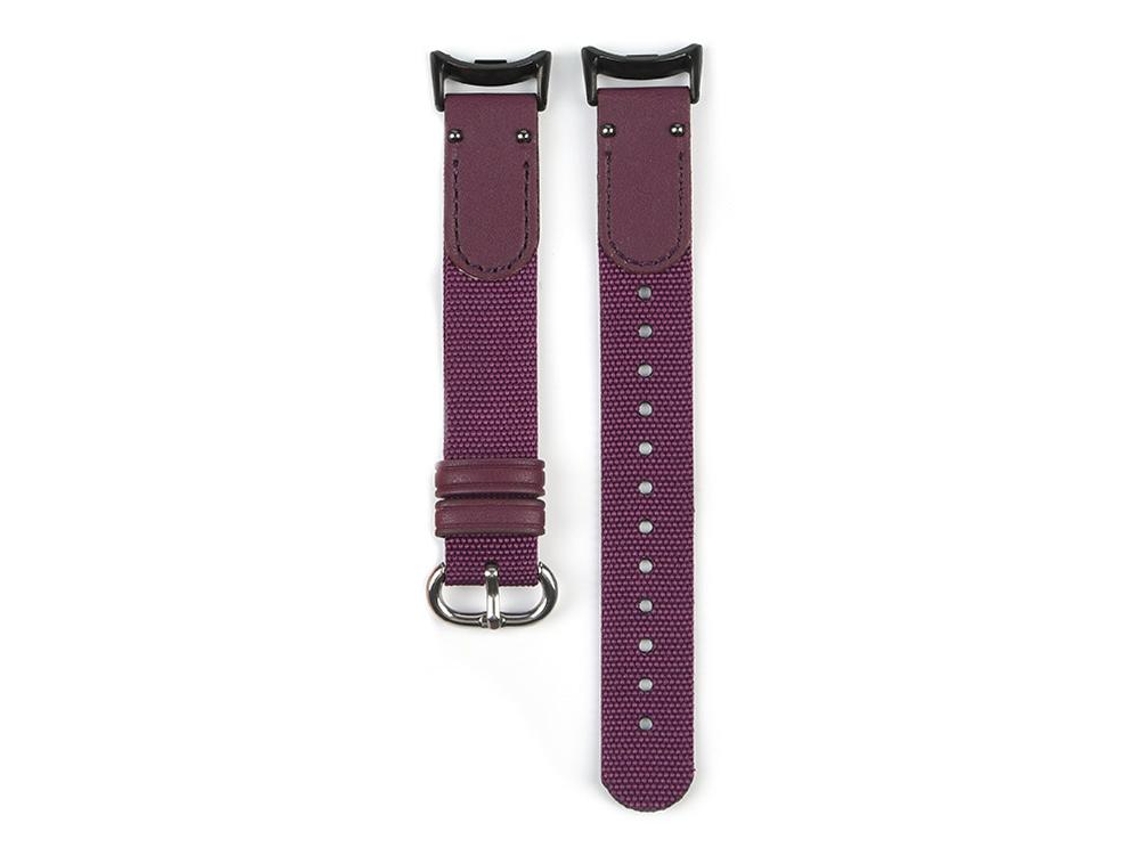 Bracelete para Xiaomi Smart Band 10/9/8 Nylon Trançado Fivela de Aço Prateada Roxa XIAOMOYU