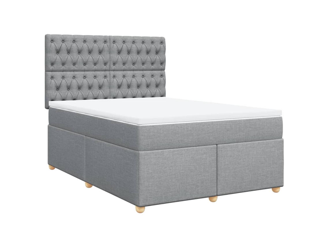 Cama com Molas/Colchão 160x200 Cm em Tecido Cinzento Claro MAISON EXCLUSIVE