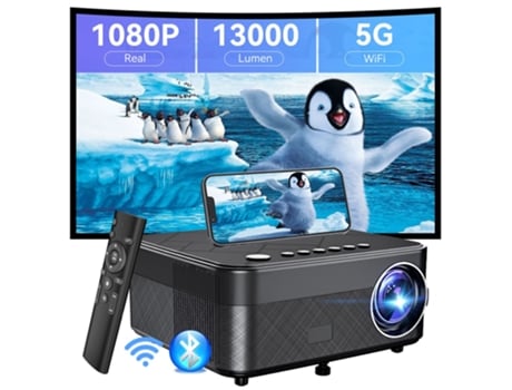 Projetor SUREWHEEL Sw10 Fhd 1080P Ecrã de 180 Polegadas 5G Wifi Bluetooth 13000 Lúmens Função de Zoom Correção Keystone
