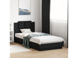 Vidaxl Estrutura De Cama Com Cabeceira E Luzes Led 100x200 Cm Preto