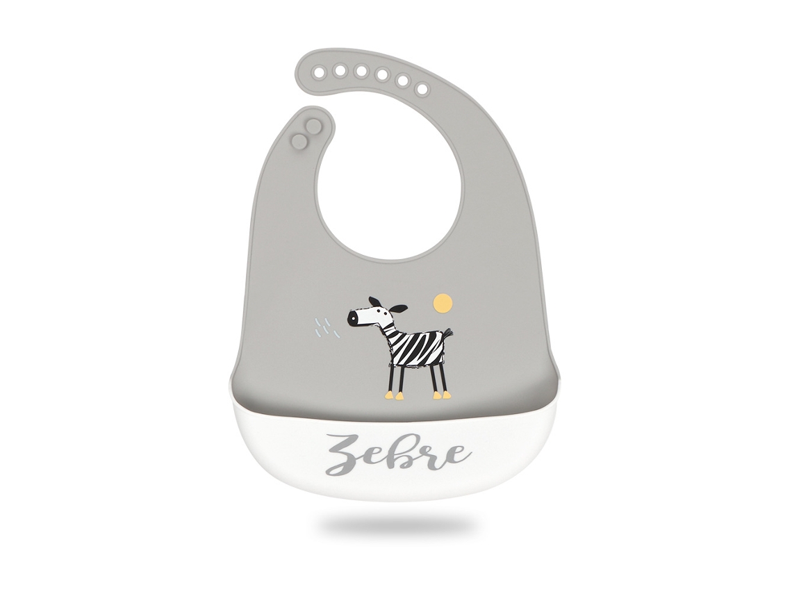 Babete De Silicone Ultrafino E Impermeável Para Bebés Zebra
