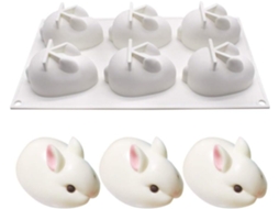 Forma de silicone para bolo - 6 cavidades, formato de coelho