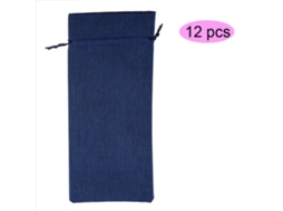 Conjunto de 12 Sacos de Vinho de Lona com Cordão Azul Escuro NEVEANCE