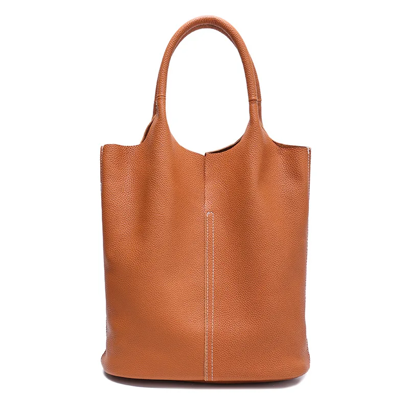(9955-marrom) Bolsa Feminina Tipo Saco Em Couro Bovino De Alta Qualidade, Novo Estilo, Bolsa De Ombro Feminina Grande De Luxo Em Couro Genuíno.