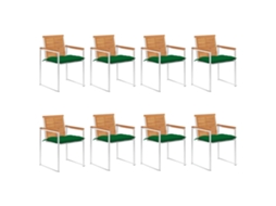 Vidaxl Cadeiras De Jardim 8 Pcs C/ Almofadões Madeira De Acácia Maciça