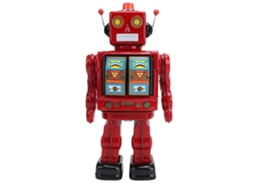Brinquedo Robô Elétrico Andador Rotação 360 Graus Material De Ferro Presente Colecionável Para Crianças Vermelho