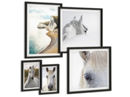 Quadros Decorativos Para Parede Folhas Tropicais Estéticas Moldura Preta Fotos Para O Escritório Espelharte (conjunto De 5 Imagens)