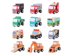 Ats 12 Piezas/conjunto Coche de Juguete de Madera Infantil com Desenhos Animados para Aprendizagem Precoce Presente para Crianças