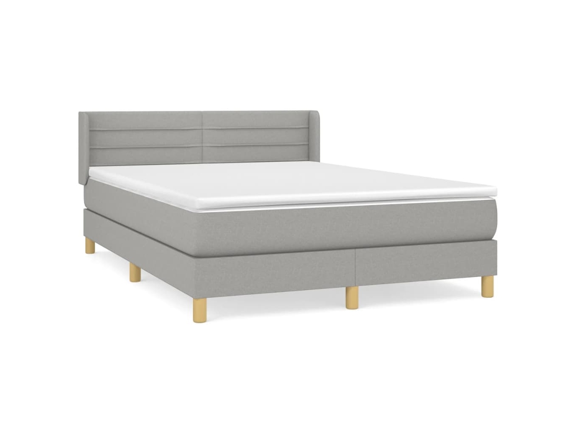 Cama com Molas e Colchão Tecido Cinzento Claro MAISON EXCLUSIVE (140x190 cm)