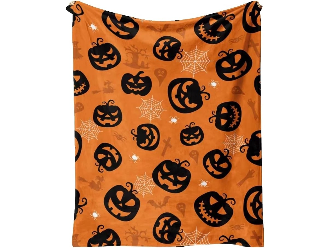 Manta Pequena Syjym Halloween em Flanela com Estampa Digital Confortável Macia e Quente de Dupla Face Ideal Pa
