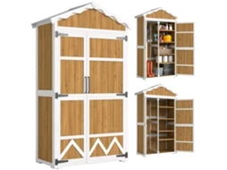 Cobertizo de Jardim BTFORUS 4,9 M² 277x195x192cm, portas deslizantes, telhado inclinado, marrom
