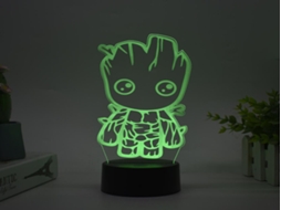 Luminária noturna 3D Lurelia com carregamento USB, controle remoto, sensor de toque e RGB para quarto infantil, portátil.