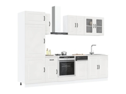 Vidaxl 8 Peças Armário De Cozinha Conjunto Kalmar Branco Brilhante