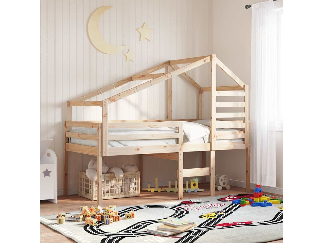 Vidaxl Telhado De Cama Infantil 198x87x113 Cm Madeira De Pinho Maciça