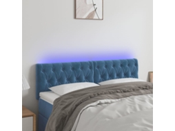 Cabeceira De Camapainel De Cabeceira C/ Luzes Led Veludo 160x7x78/88cm Azul Escuro Lovely Home