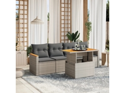 Jogo de Sofá Jardim 5 Peças C/ Almofadões Vime Pe Cinza Dkd Home Decor