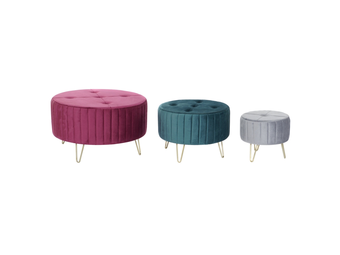 Conjunto de 3 Apoios para os Pés em Metal e Poliéster ALEXANDRA HOUSE LIVING (80x80x45cm)