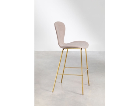 SKLUM Banqueta Alta Estofada Uit Poliéster Nudez Castanho Claro Dourado 76 cm